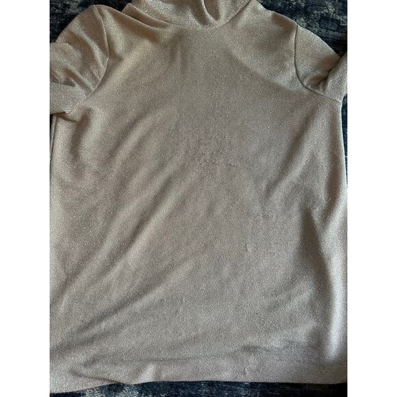 Karen Kane Turtleneck Womens Size Medium Long Sleeve Champagne Shimmer Tunic Top - Picture 7 of 9